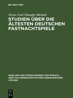 cover image of Studien über die ältesten deutschen Fastnachtspiele